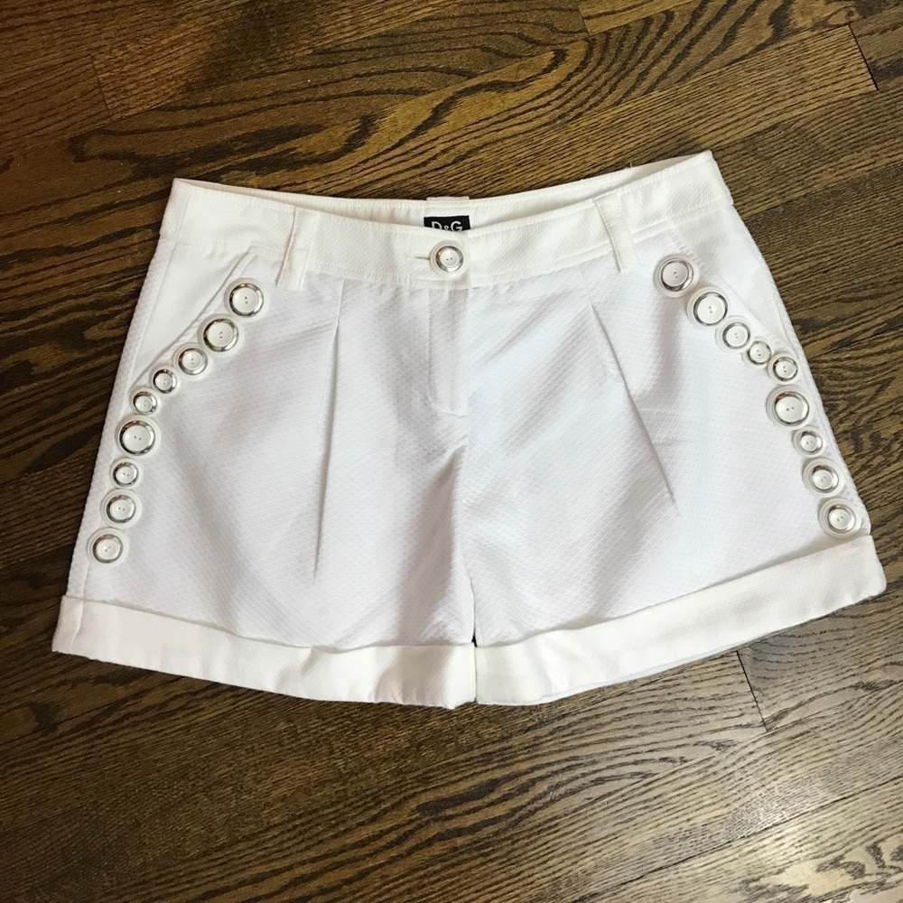 Dolce and Gabbana button detail White shorts